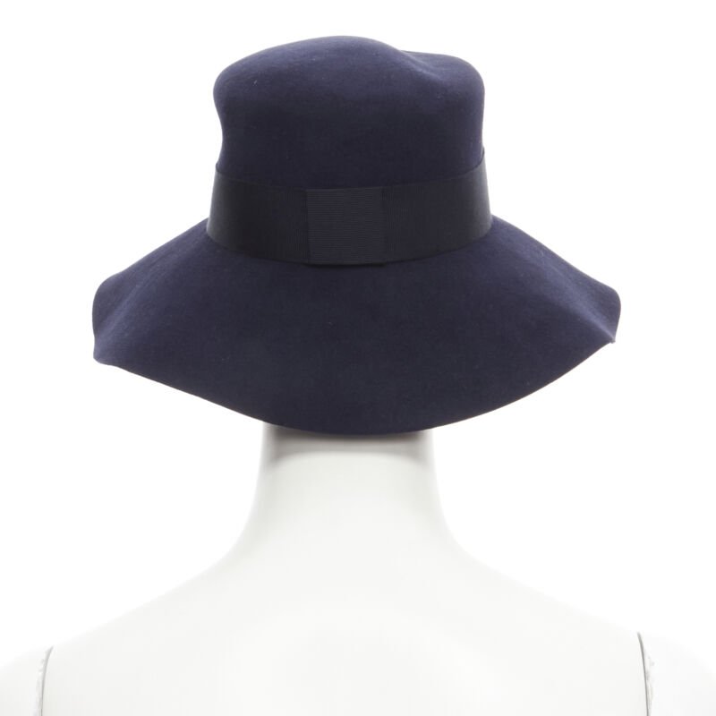 Maison Michel Blue Grosgrain Fedora - Side view