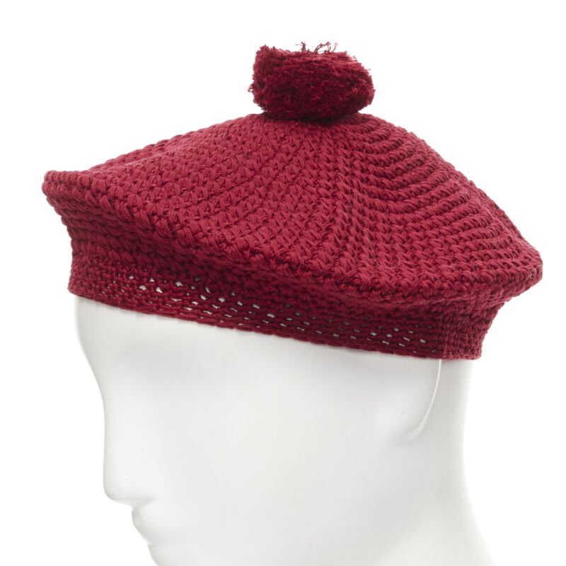 Gucci Red Pom Knit Beret - Back view