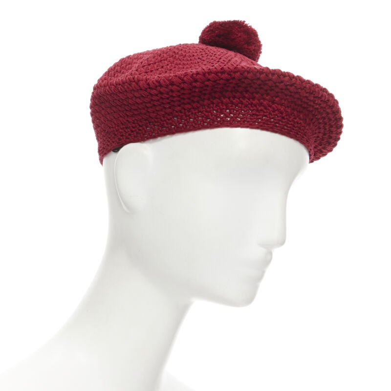 Gucci Red Pom Knit Beret - Image 6