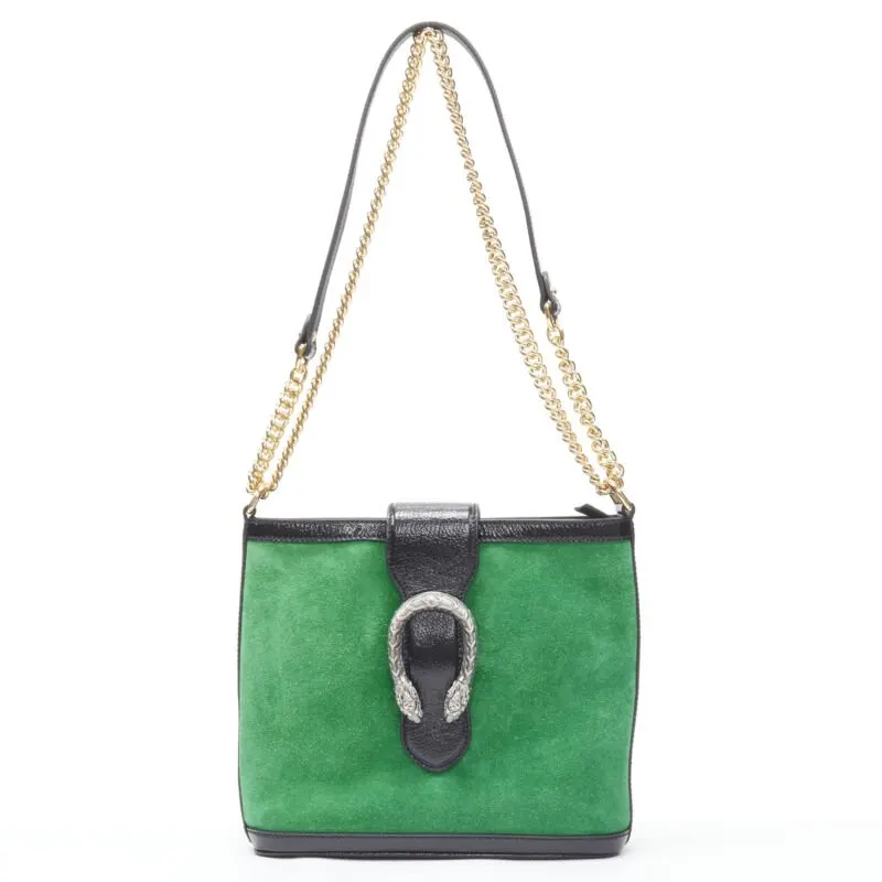 Gucci Applique Chain Bag Green Suede Very good - Front View