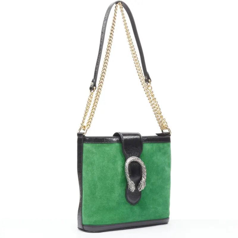 Gucci Applique Chain Bag Green Suede Very good - Inside View