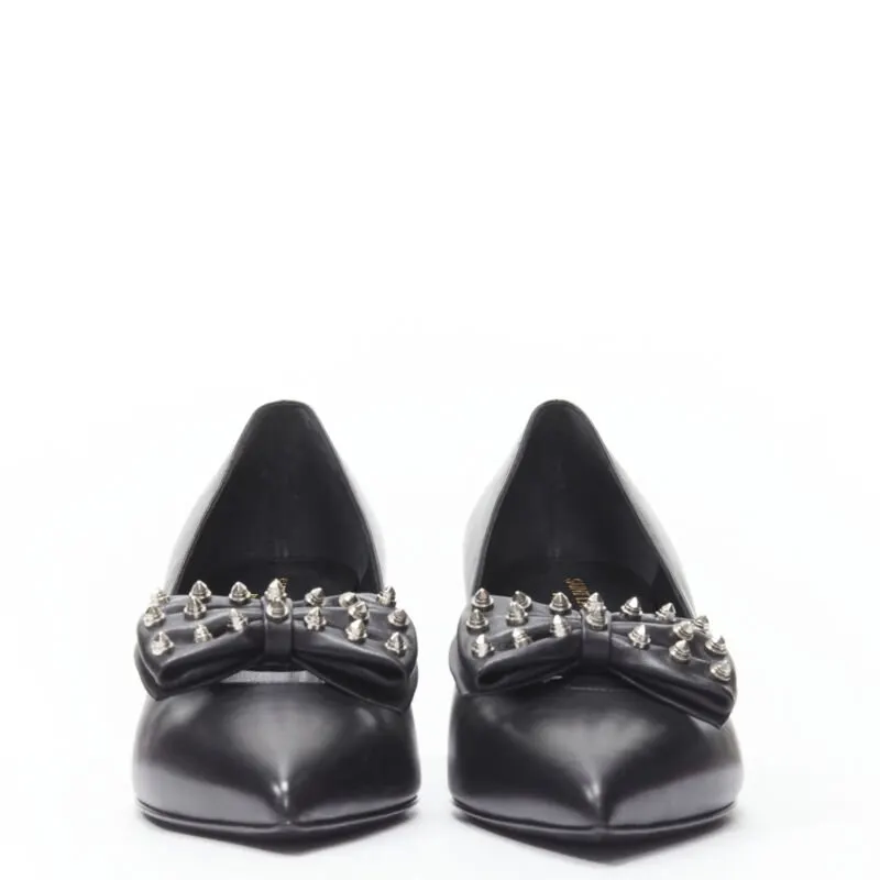 Saint Laurent Studded Bow Pumps Black Leather Never worn - Inside View