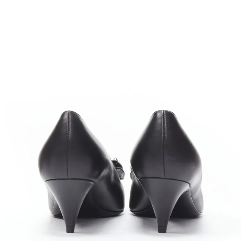 Saint Laurent Studded Bow Pumps Black Leather Never worn - Box View