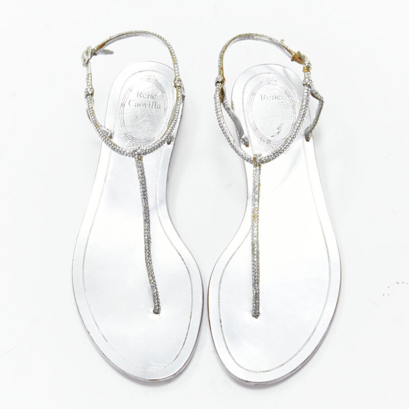 Rene Caovilla Rhinestone Thong Sandals - Image 6