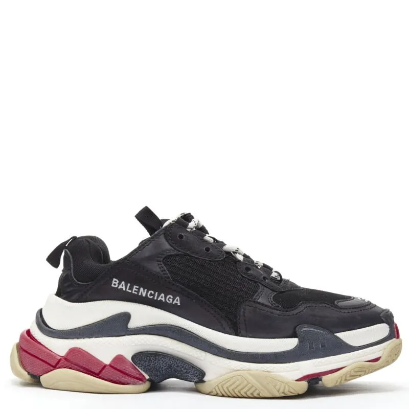 Balenciaga Triple Sole Sneakers Black Polyester Good - Front View