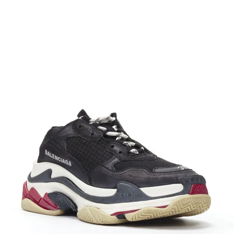 Balenciaga Triple Sole Sneakers Black Polyester Good - Back View