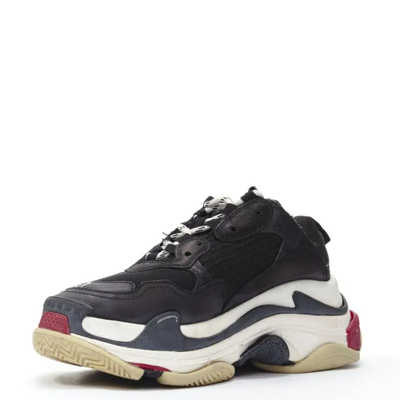 Balenciaga Triple Sole Sneakers Black Polyester Good - Model View