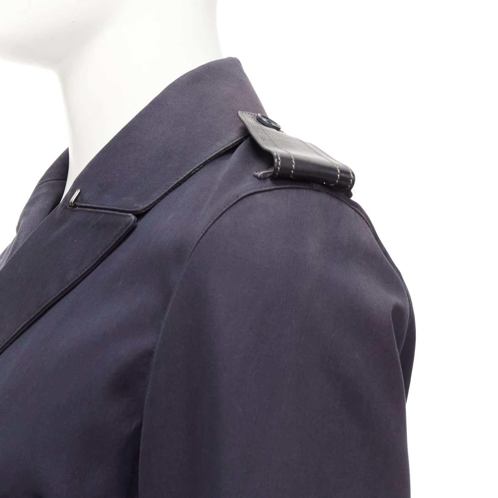 Burberry Navy Leather Short Trench - Detail 2