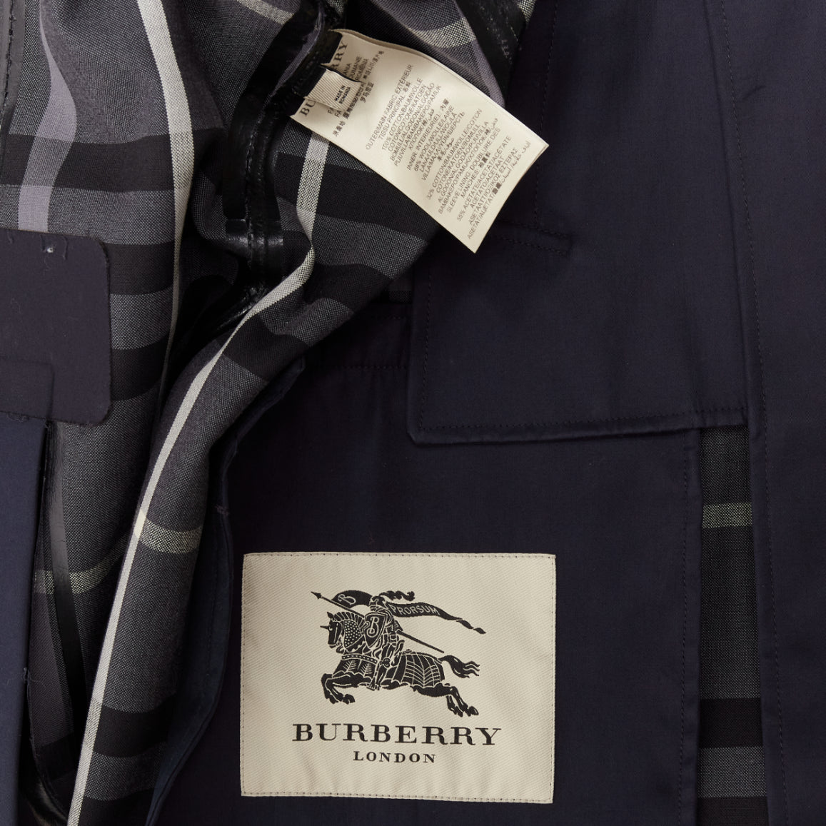 Burberry Navy Leather Short Trench - Image 10
