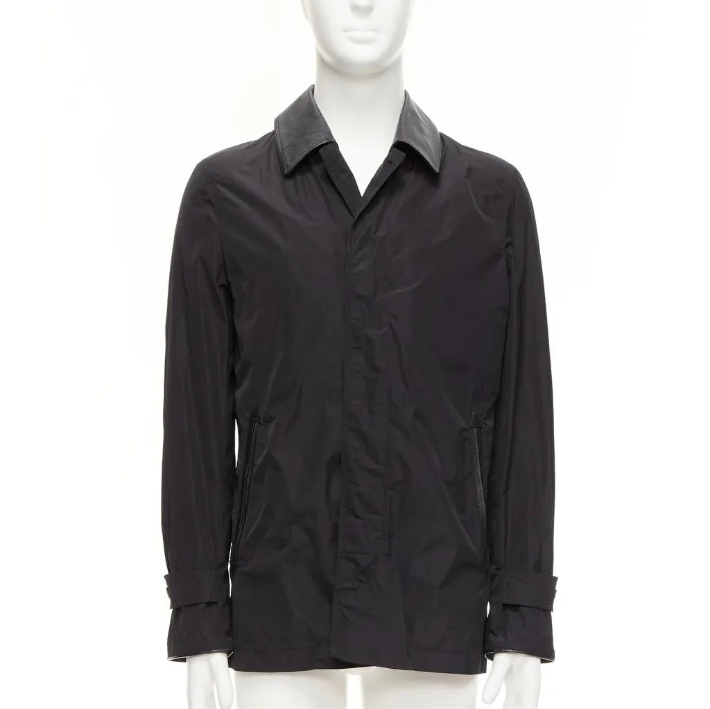 Burberry Black Nylon Trench Coat Black Very good - Front View