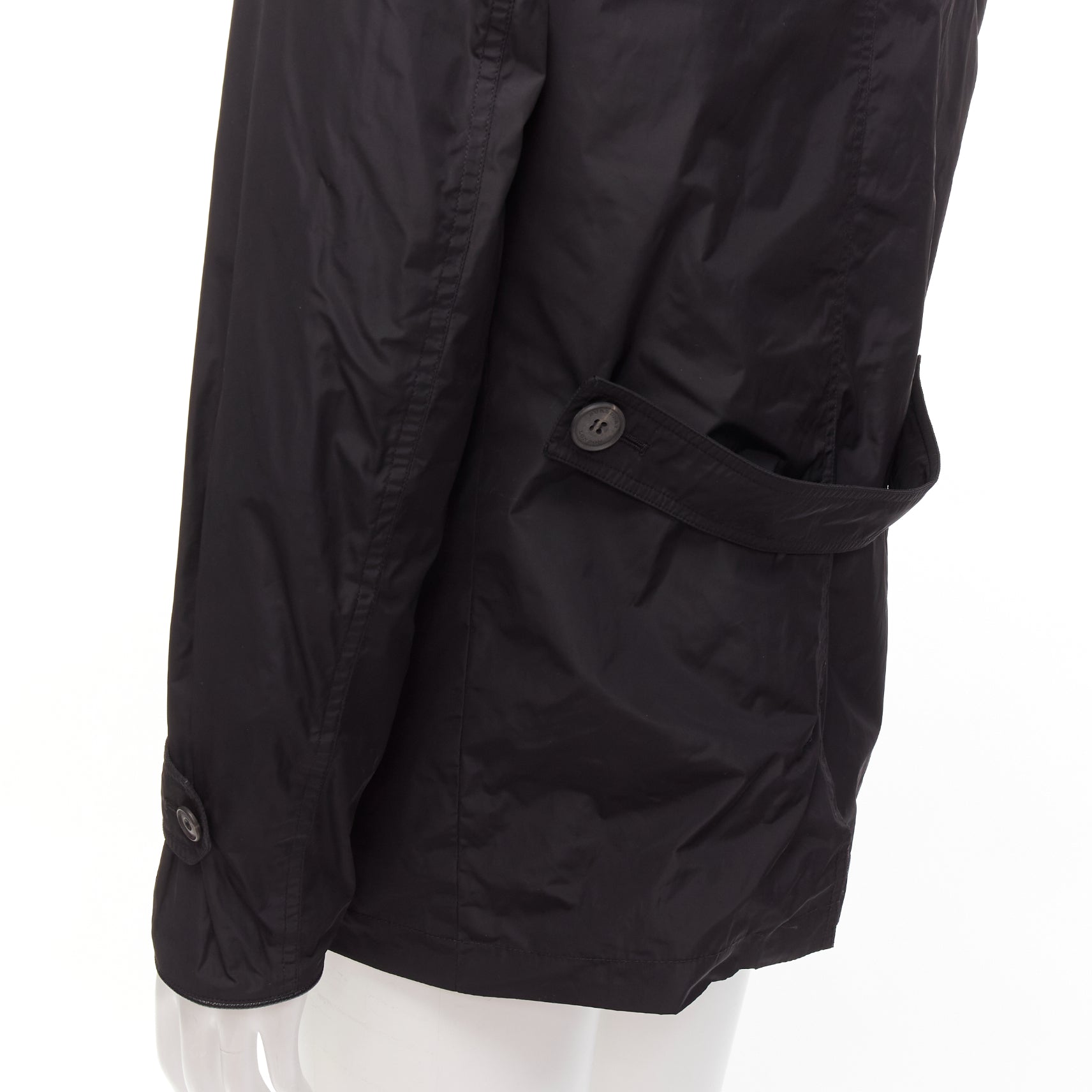 Burberry Black Nylon Trench Coat - Back view