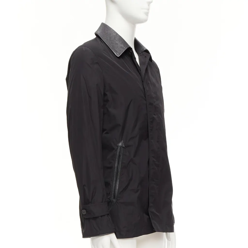 Burberry Black Nylon Trench Coat Black Very good - Model View