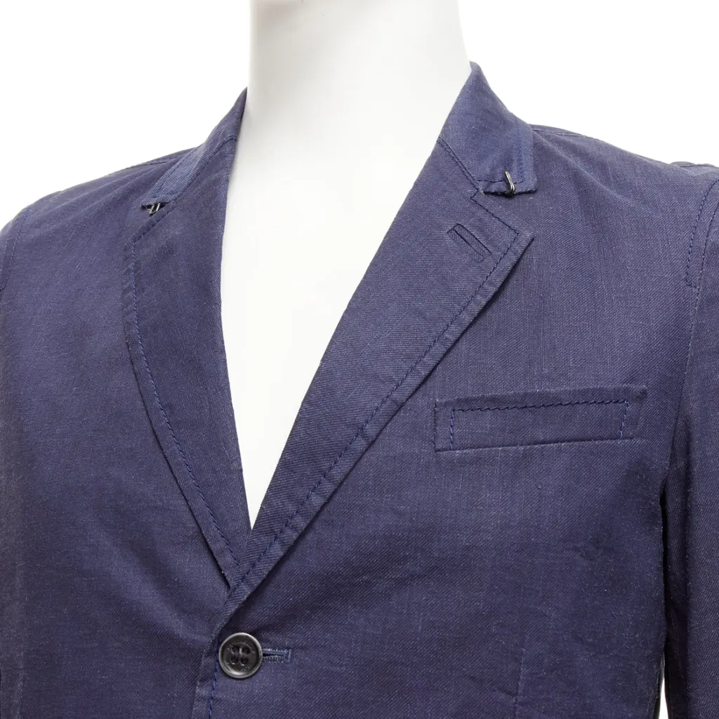 Burberry Navy Coated Linen Blazer Navy Linen Fair - Back View