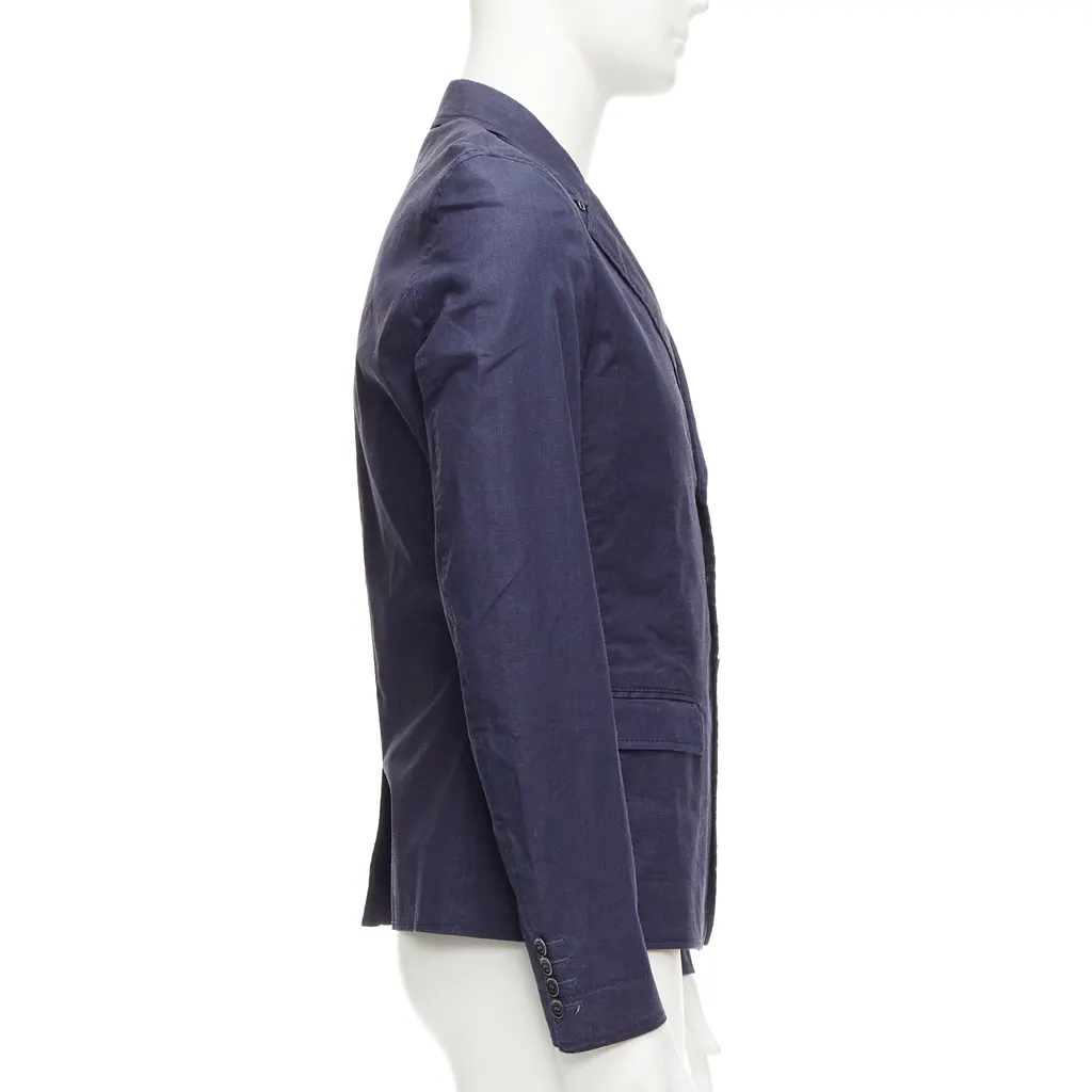 Burberry Navy Coated Linen Blazer Navy Linen Fair - Box View