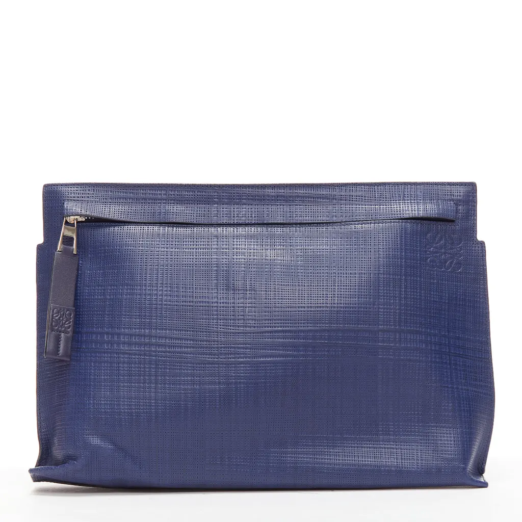 Loewe T Pouch Navy Leather Good - Front View