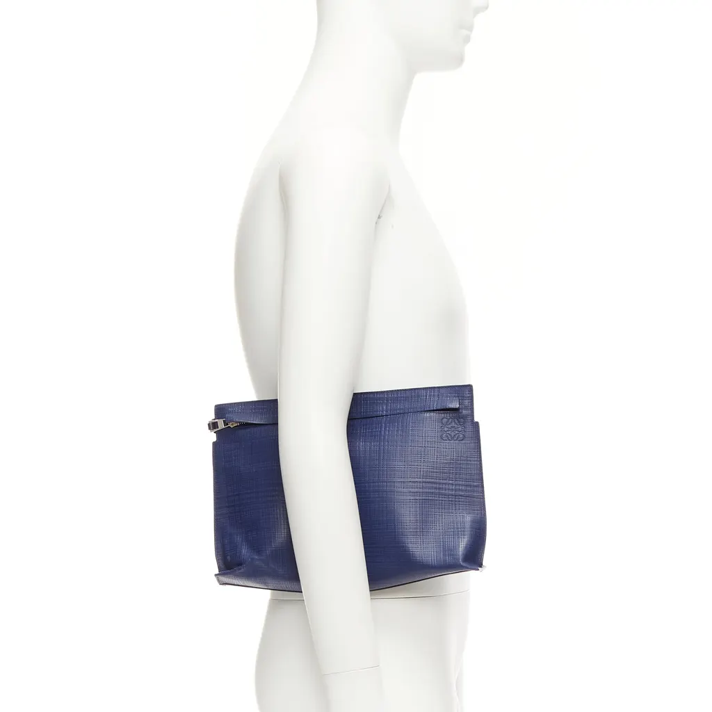 Loewe T Pouch Navy Leather Good - Back View