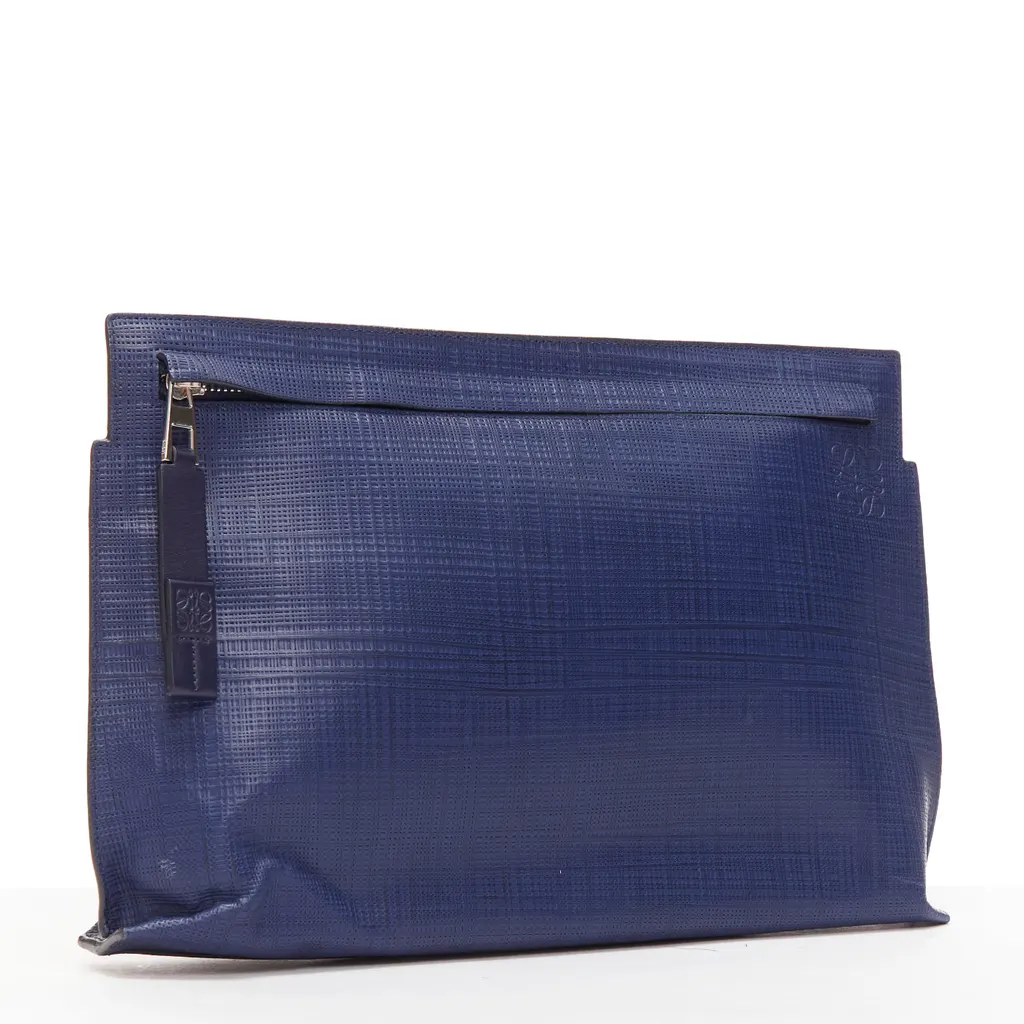 Loewe T Pouch Navy Leather Good - Inside View