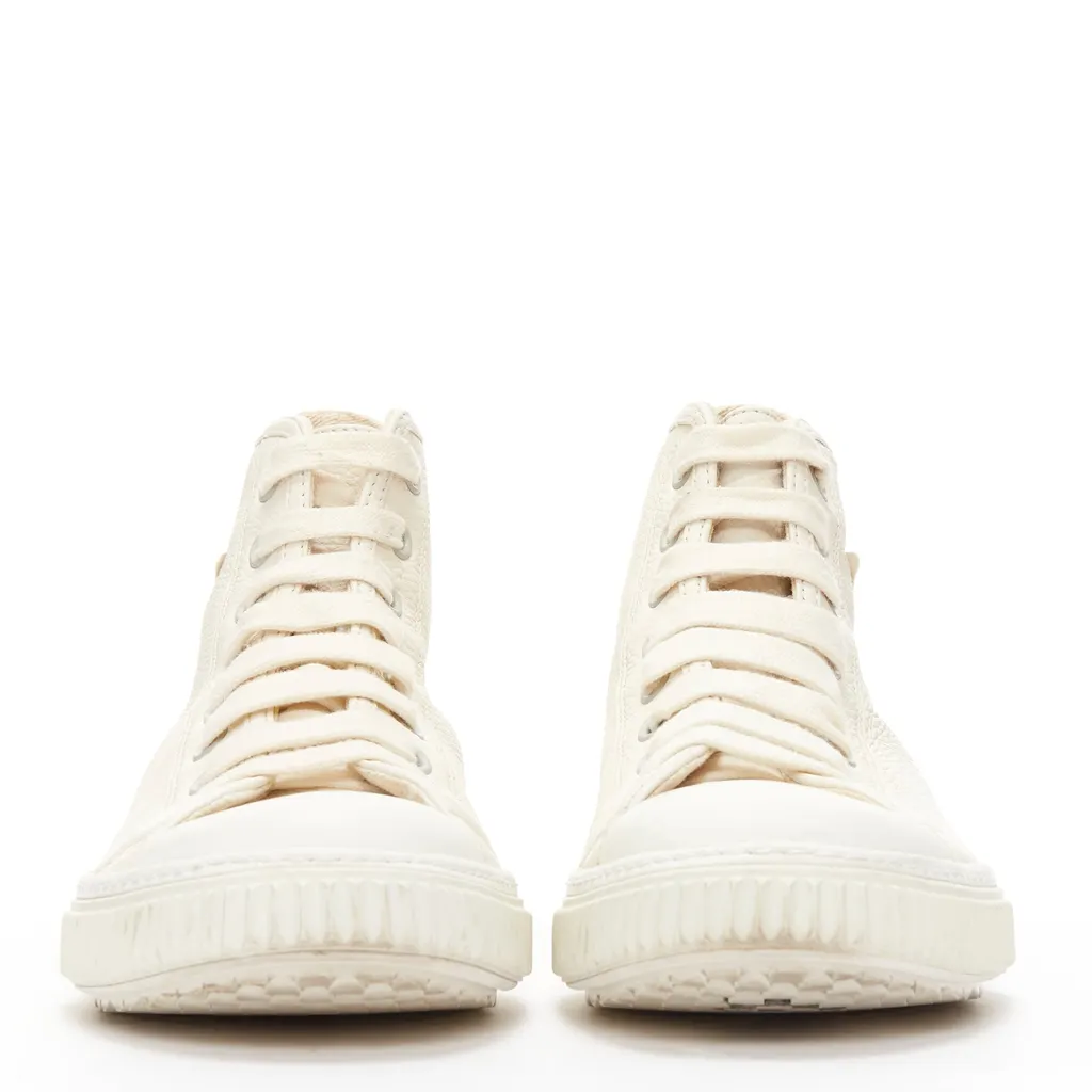 Prada Triangle High Tops White Leather Good - Model View