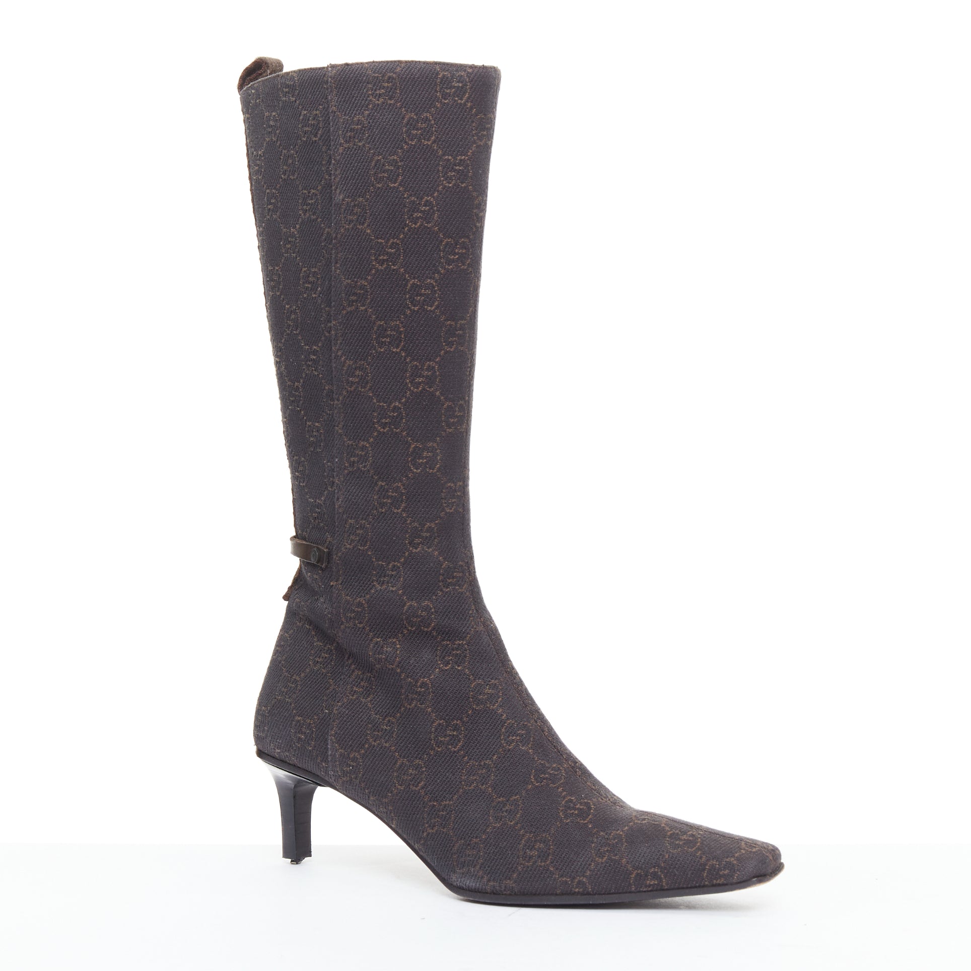 Gucci Striped Gold Heel Boots - Back view