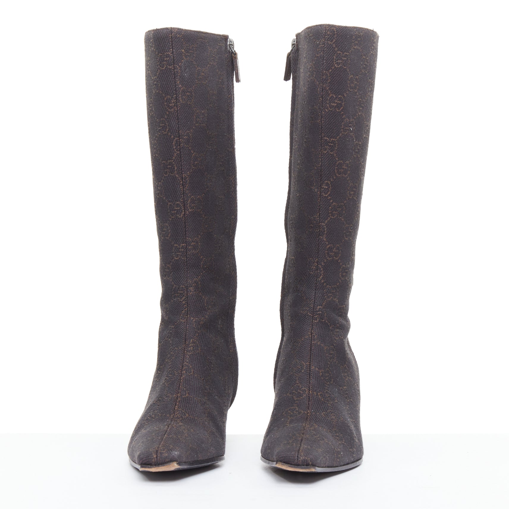 Gucci Striped Gold Heel Boots - Image 6