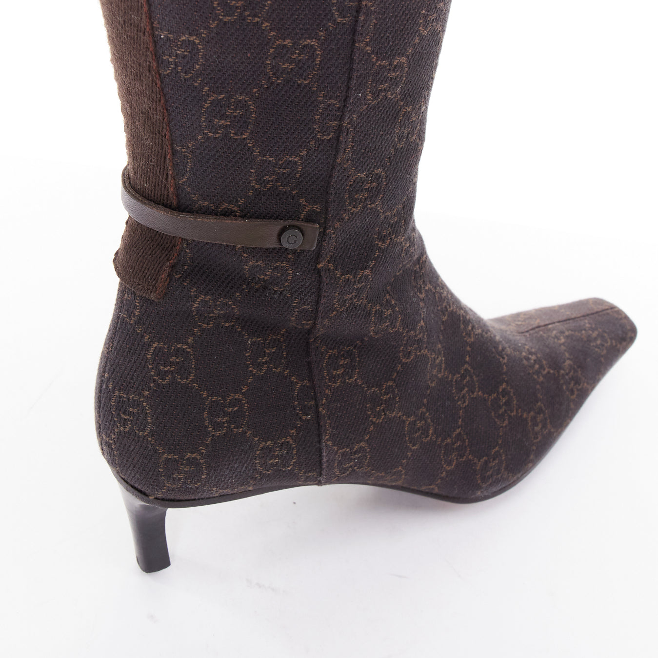 Gucci Striped Gold Heel Boots - Image 10