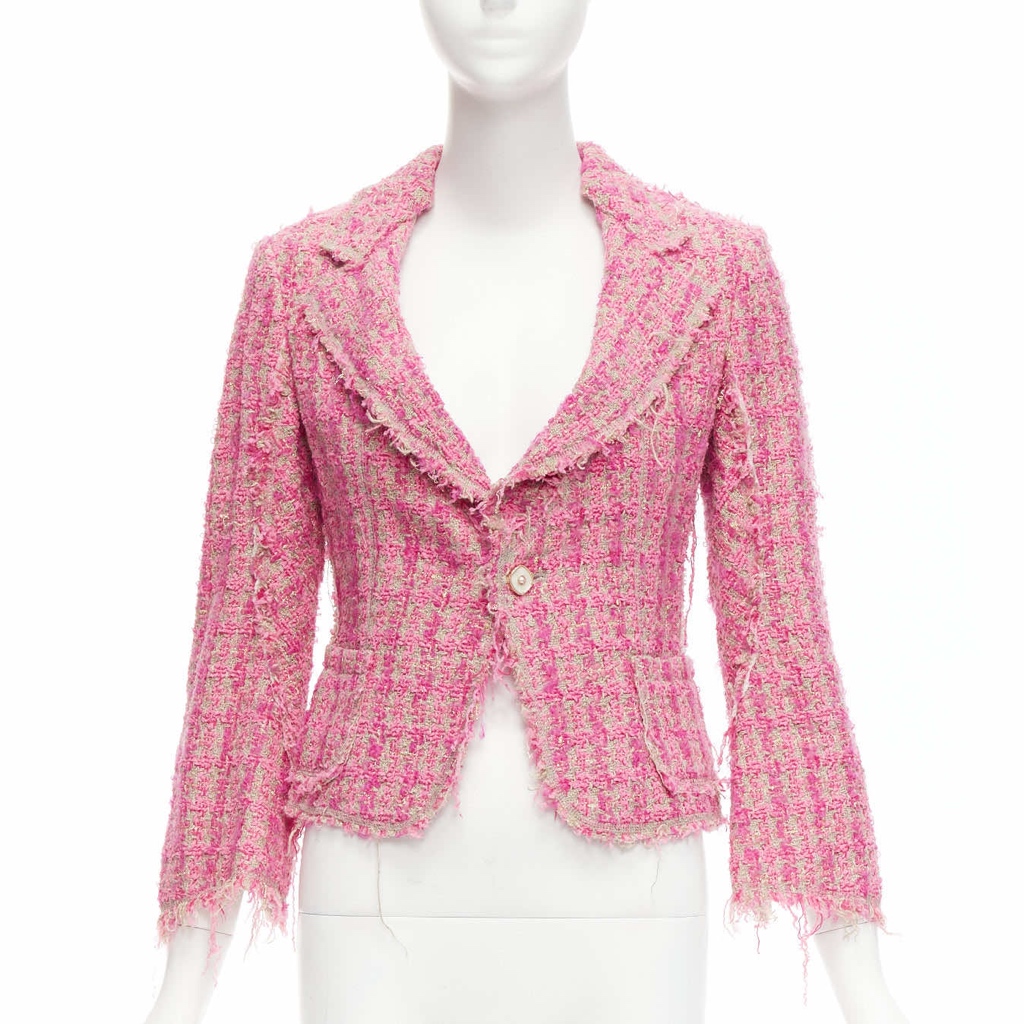Junya Watanabe Pink Distressed Tweed Jacket