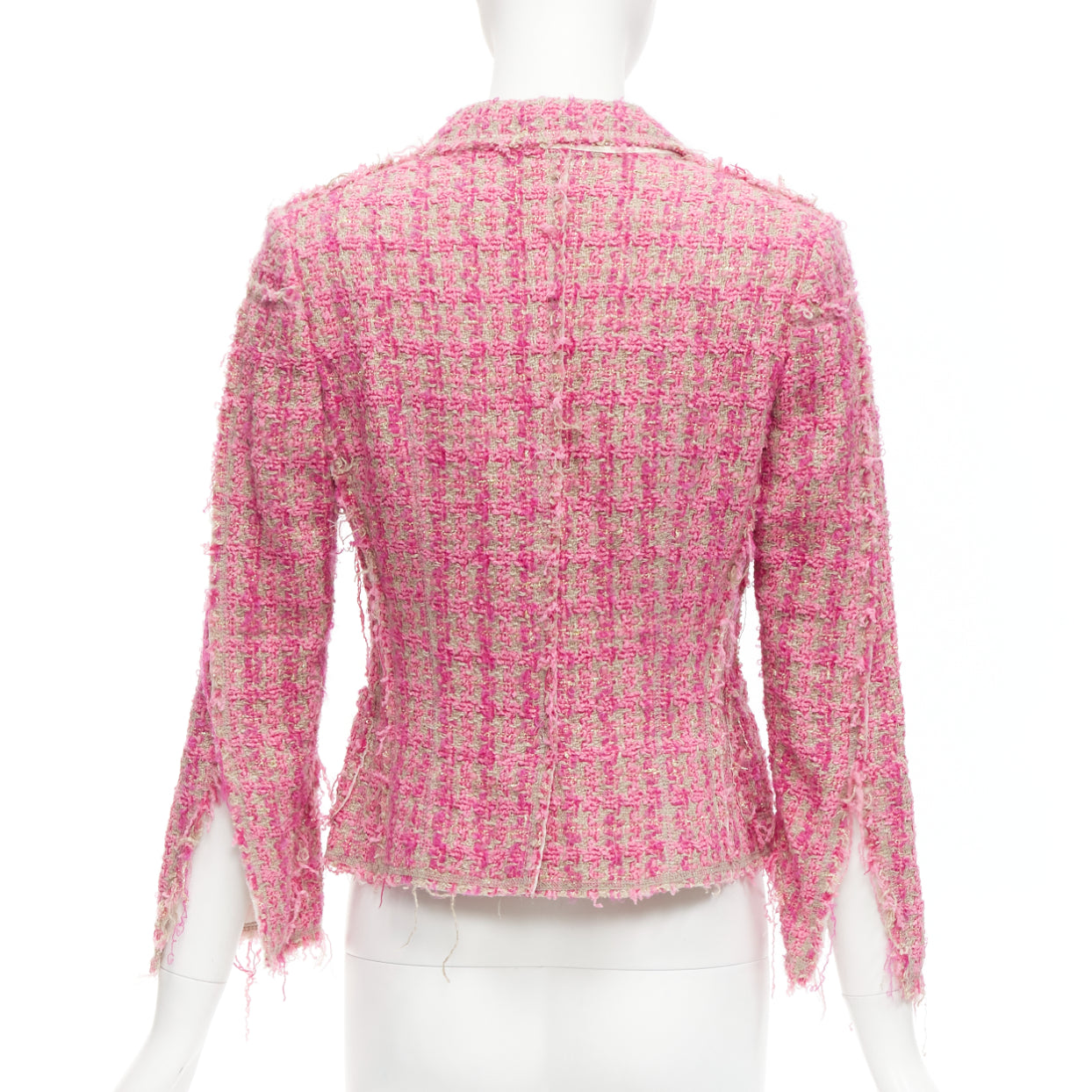 Junya Watanabe Pink Distressed Tweed Jacket - Detail 1