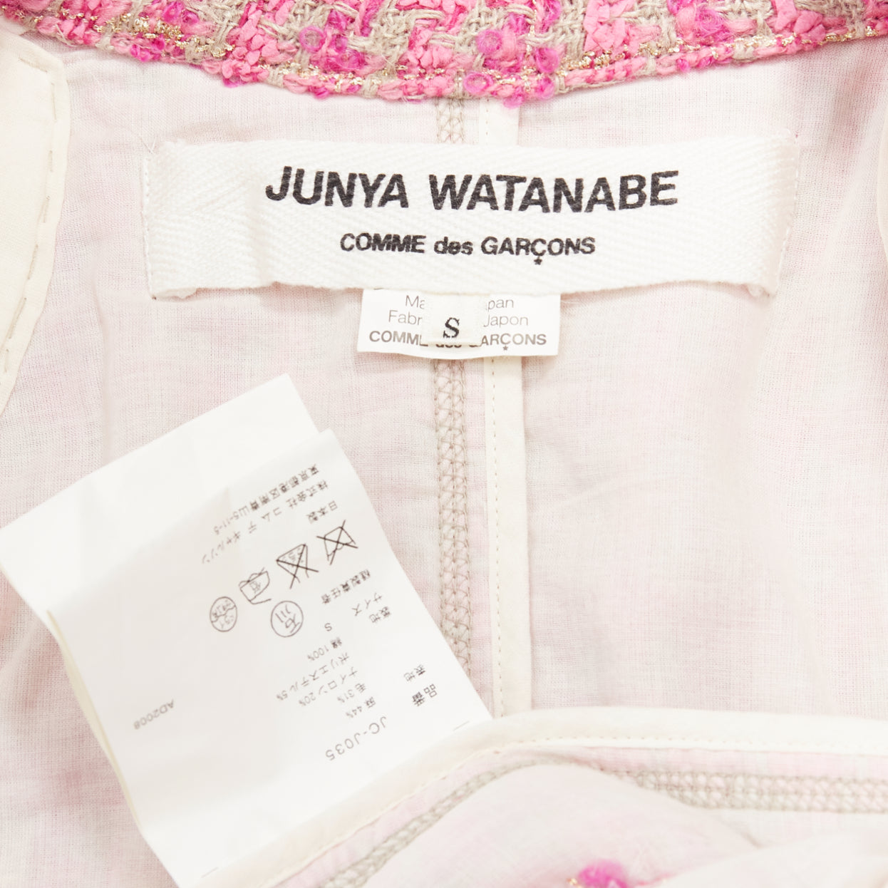 Junya Watanabe Pink Distressed Tweed Jacket - Image 11