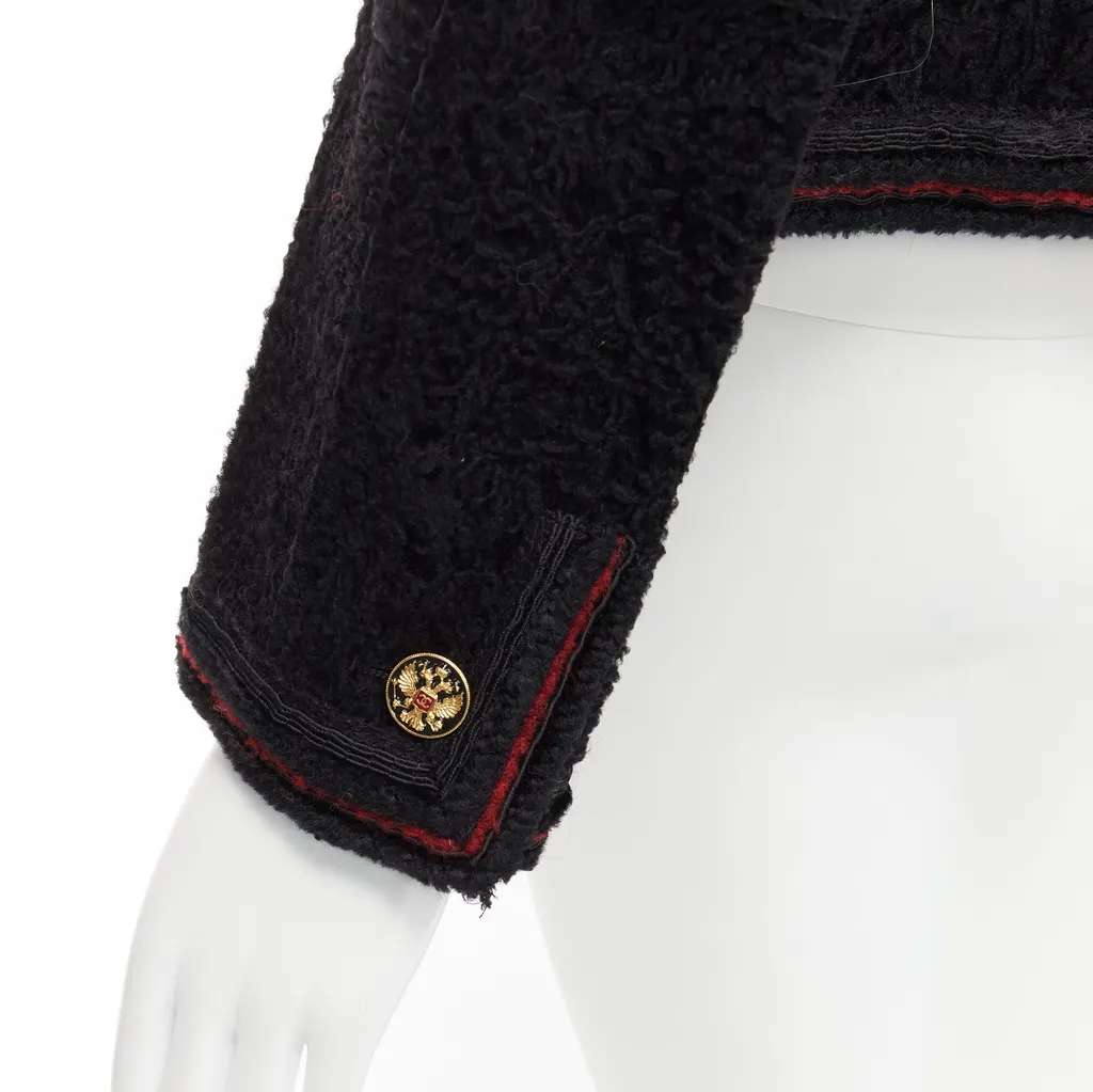 Chanel Black Tweed CC Jacket Black Wool Very good - Back View