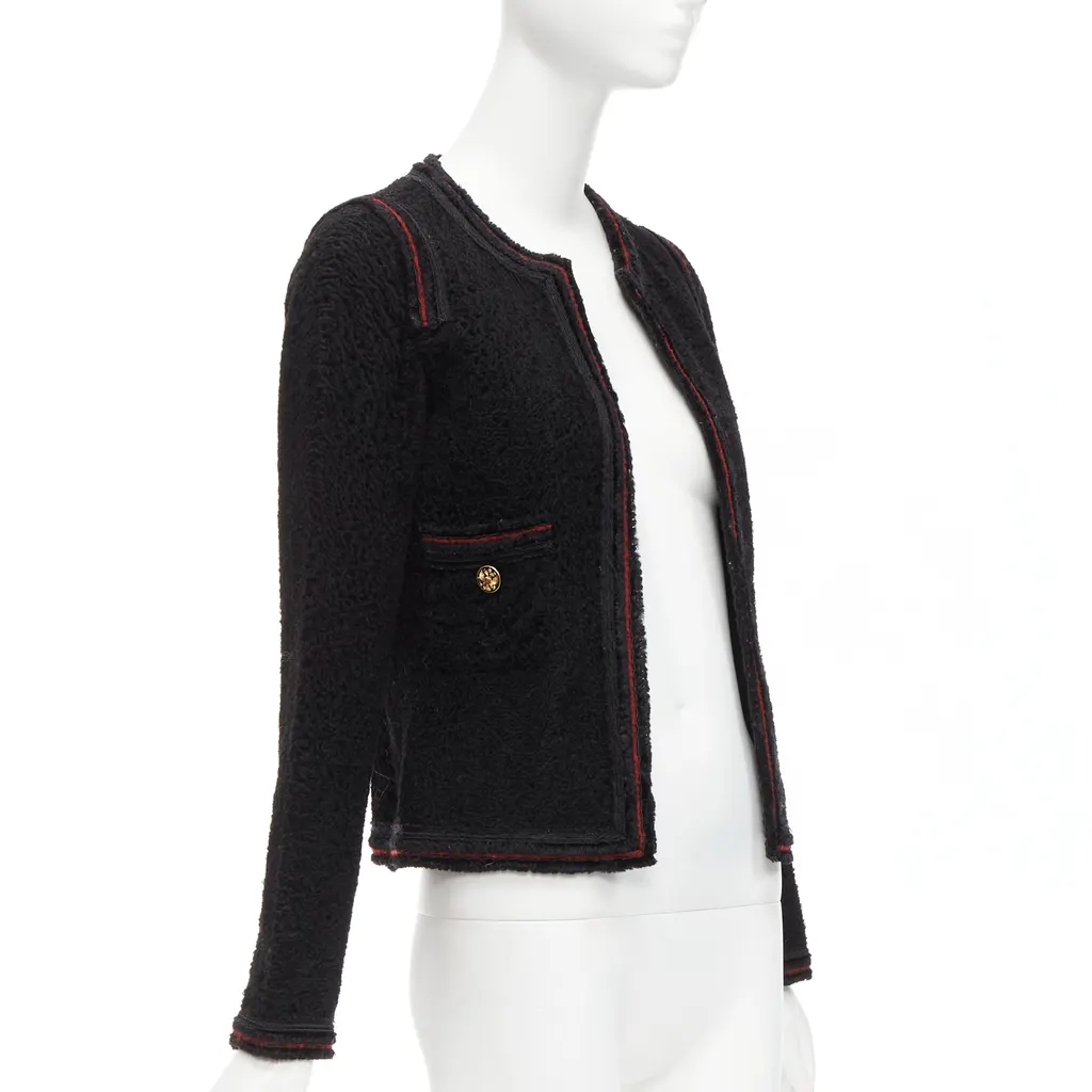 Chanel Black Tweed CC Jacket Black Wool Very good - Inside View