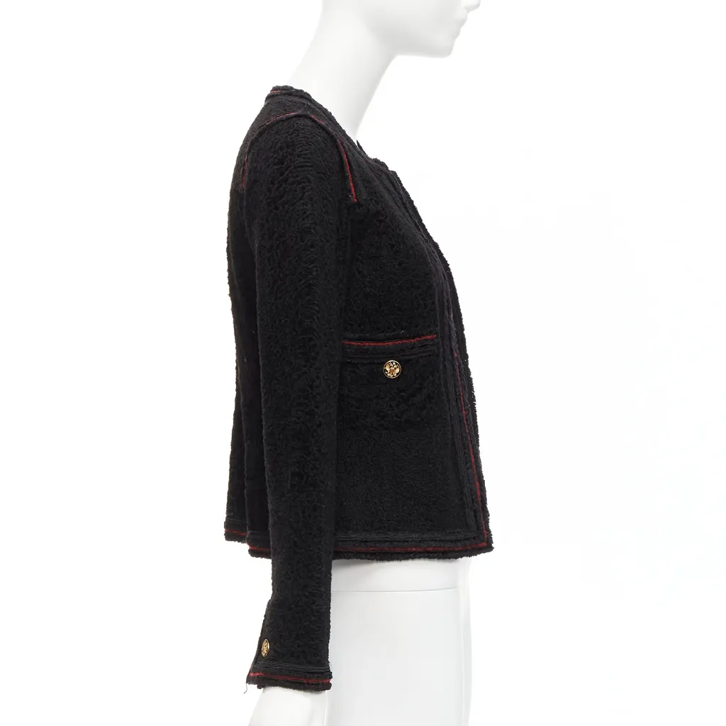 Chanel Black Tweed CC Jacket Black Wool Very good - Model View