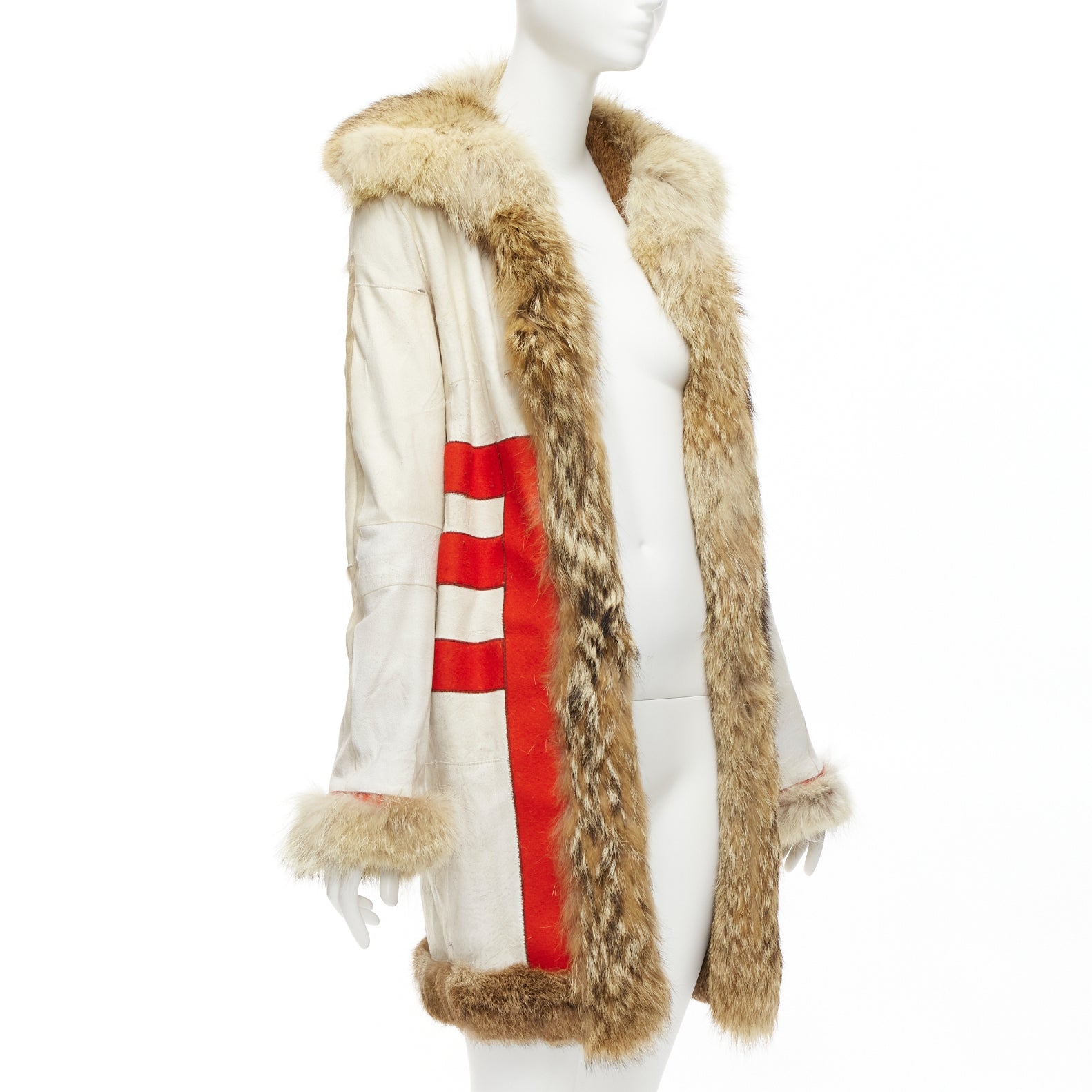 Balenciaga Cream Fur Longline Coat