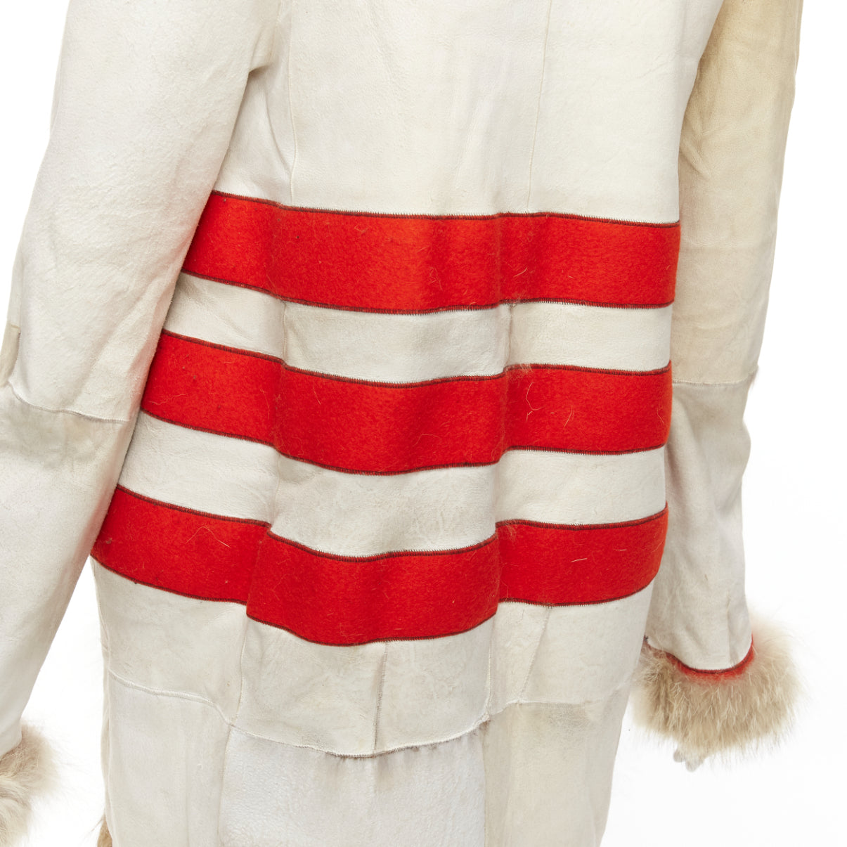 Balenciaga Cream Fur Longline Coat - Detail 2