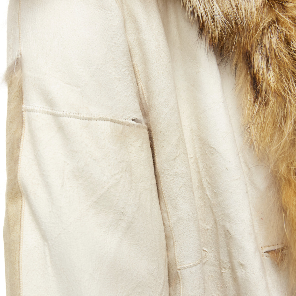 Balenciaga Cream Fur Longline Coat - Image 10
