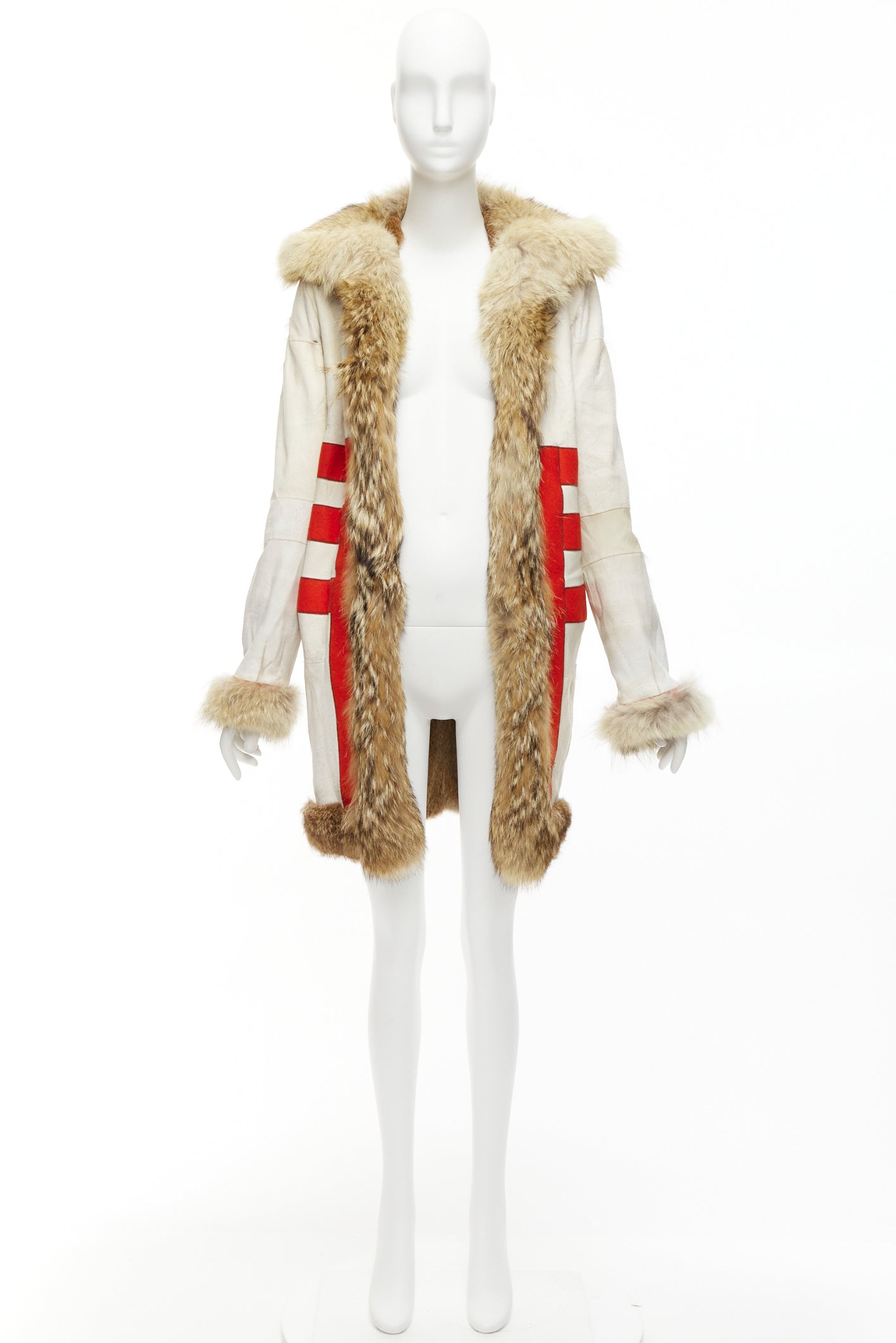 Balenciaga Cream Fur Longline Coat - Image 12