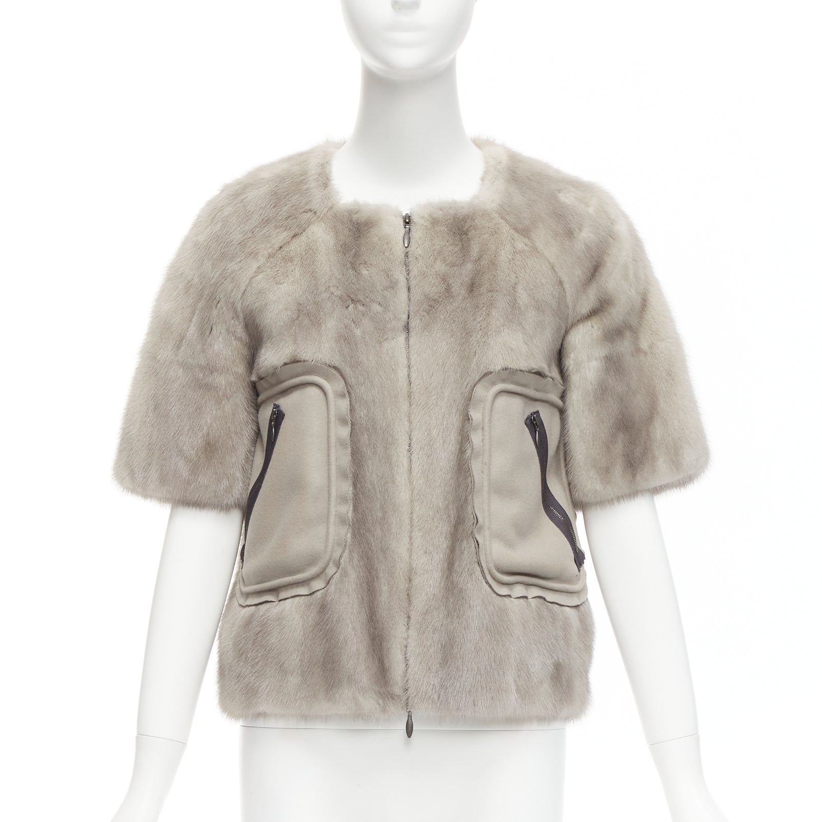 Marni Grey Fur Cropped Jacket