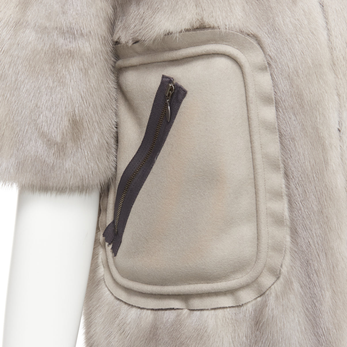 Marni Grey Fur Cropped Jacket - Back view