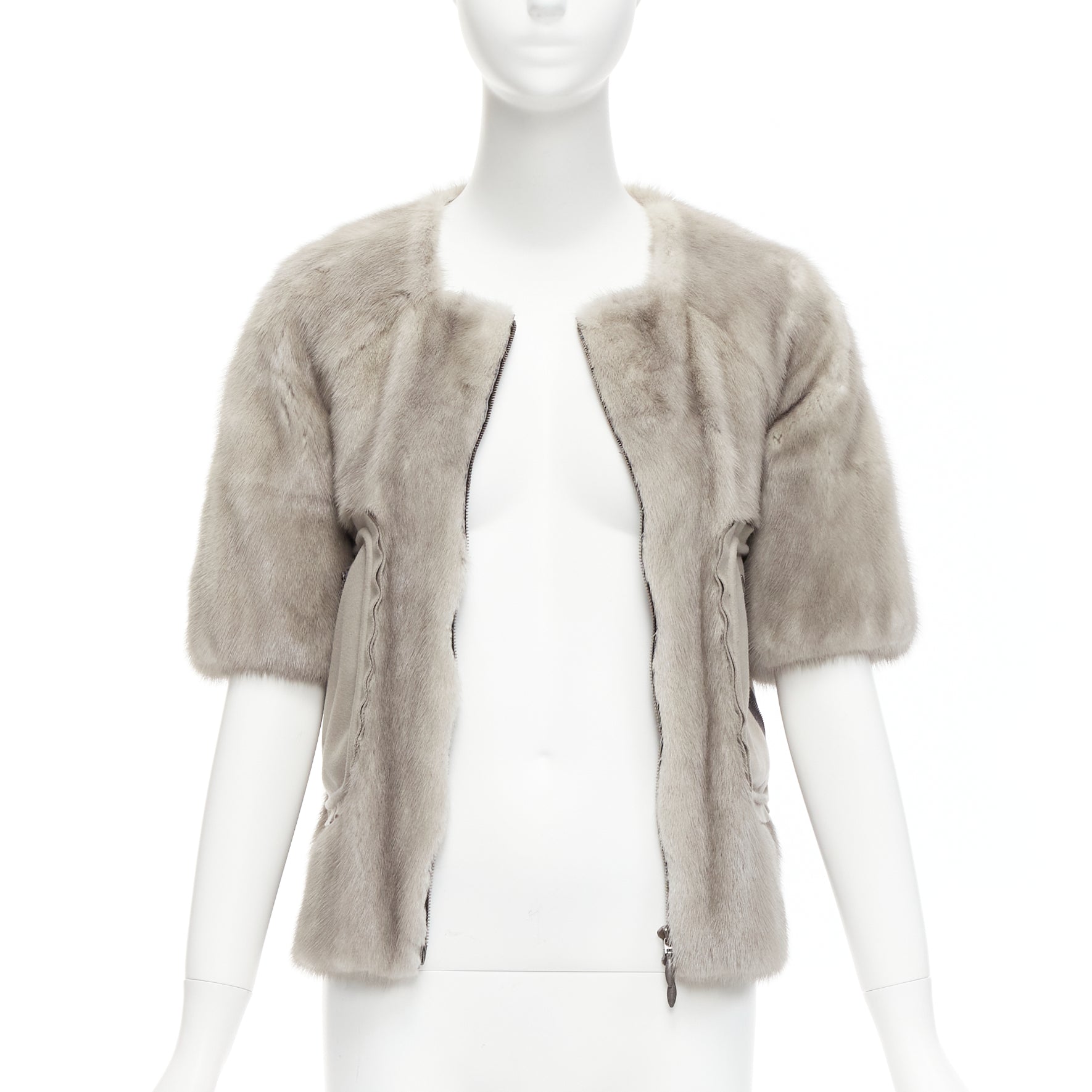 Marni Grey Fur Cropped Jacket - Image 6