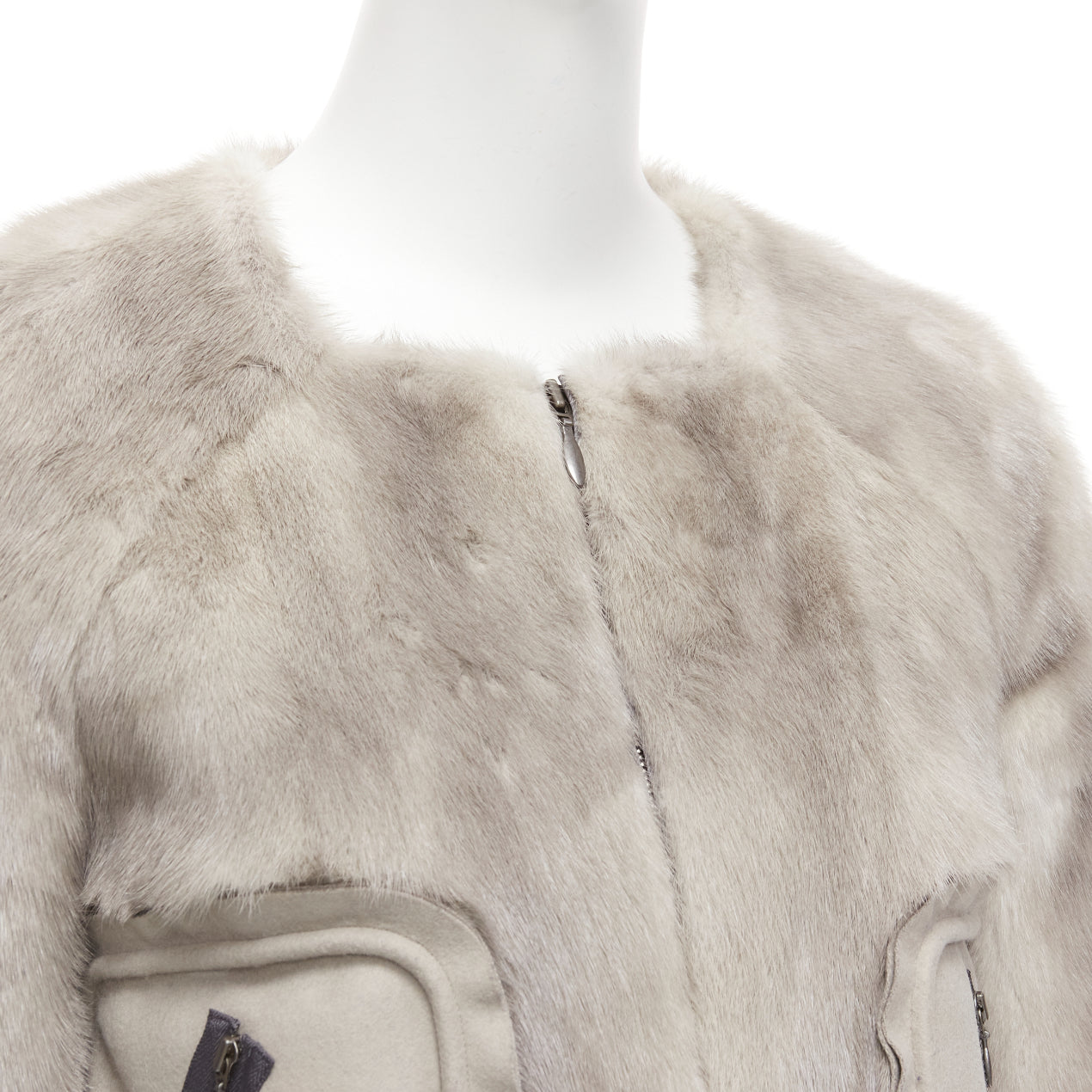 Marni Grey Fur Cropped Jacket - Image 10