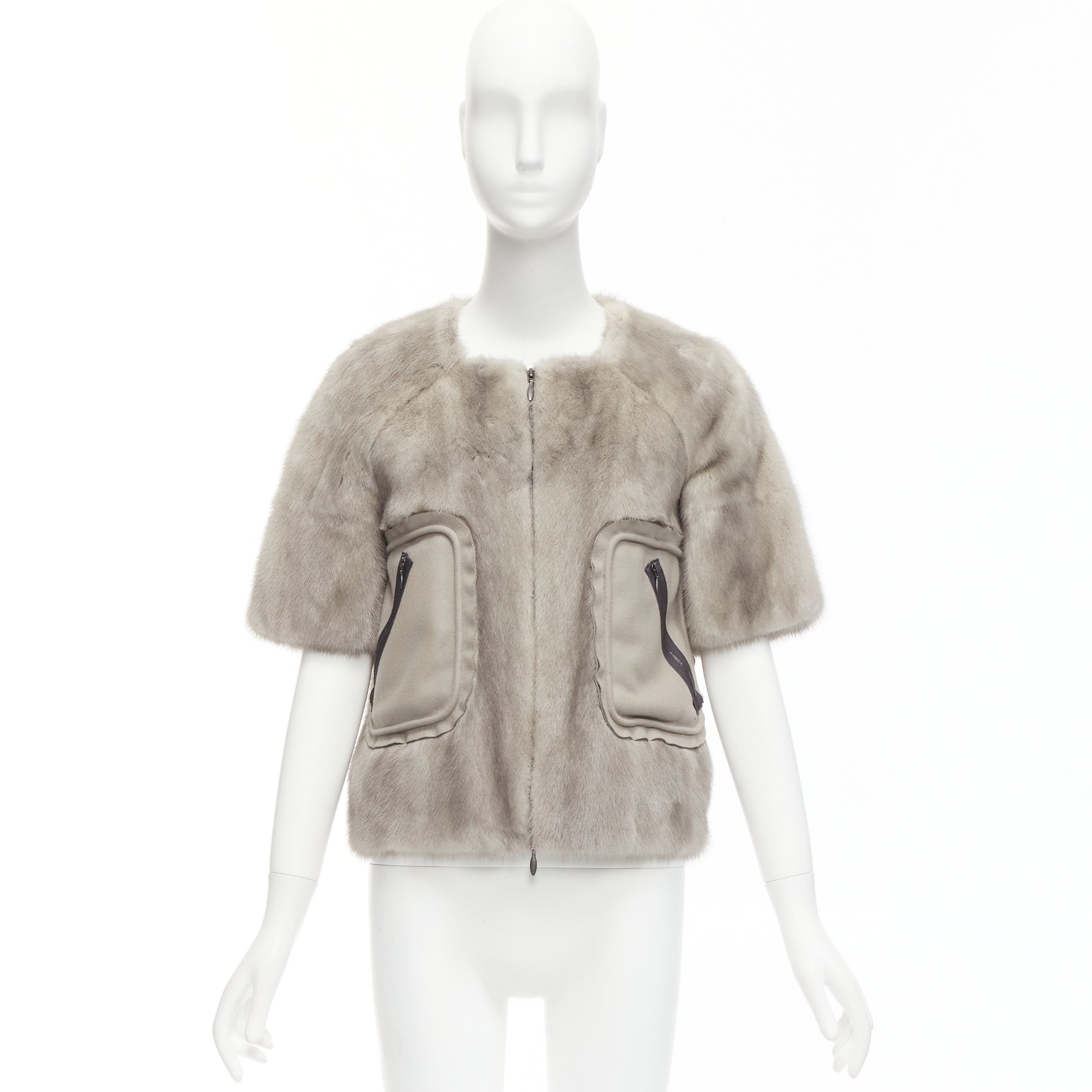 Marni Grey Fur Cropped Jacket - Image 12