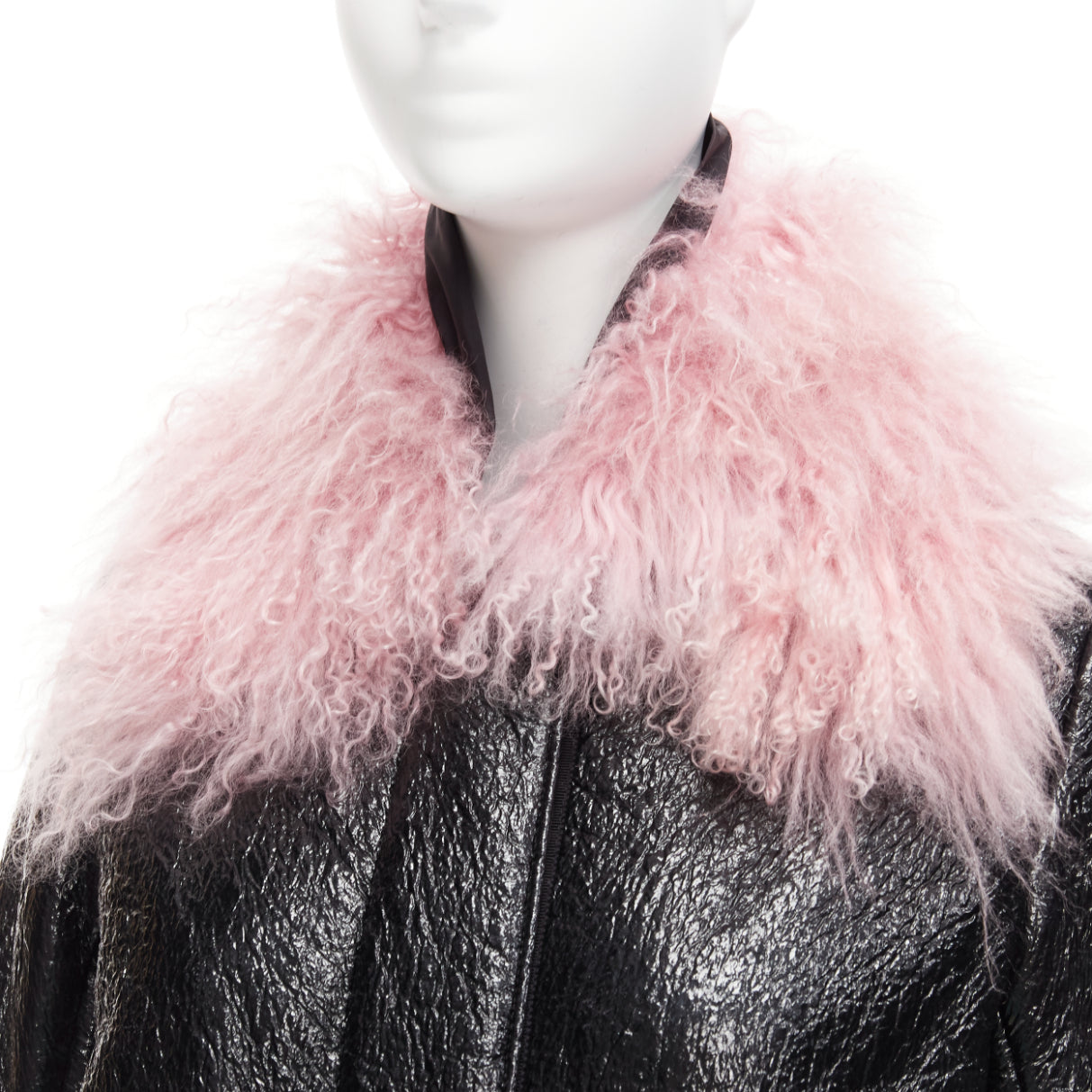 Moncler Pink Fur Wool Coat - Back view