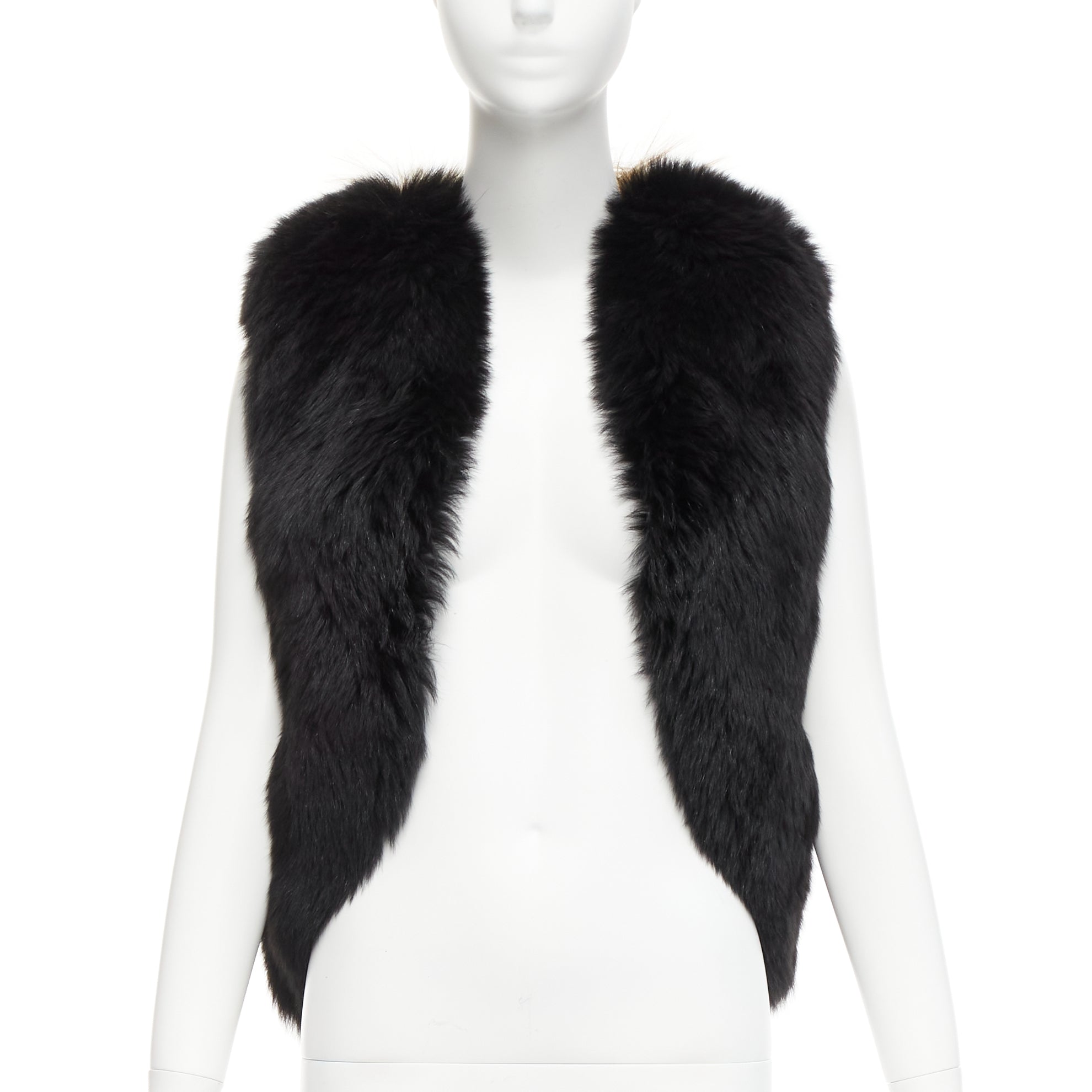 Quentin Veron Black Fur Bolero Vest - Back view