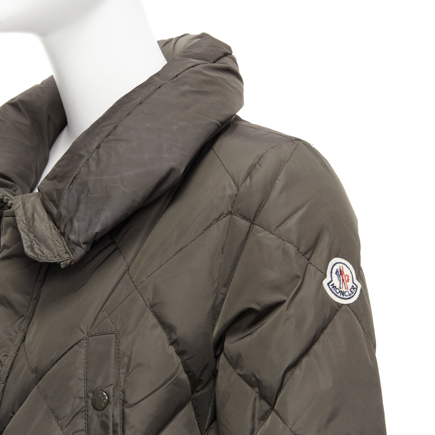 Moncler Khaki Frill Hem Coat - Back view