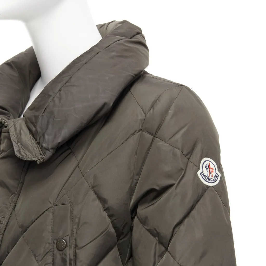 Moncler Khaki Frill Hem Coat Khaki Polyamide Never worn - Back View