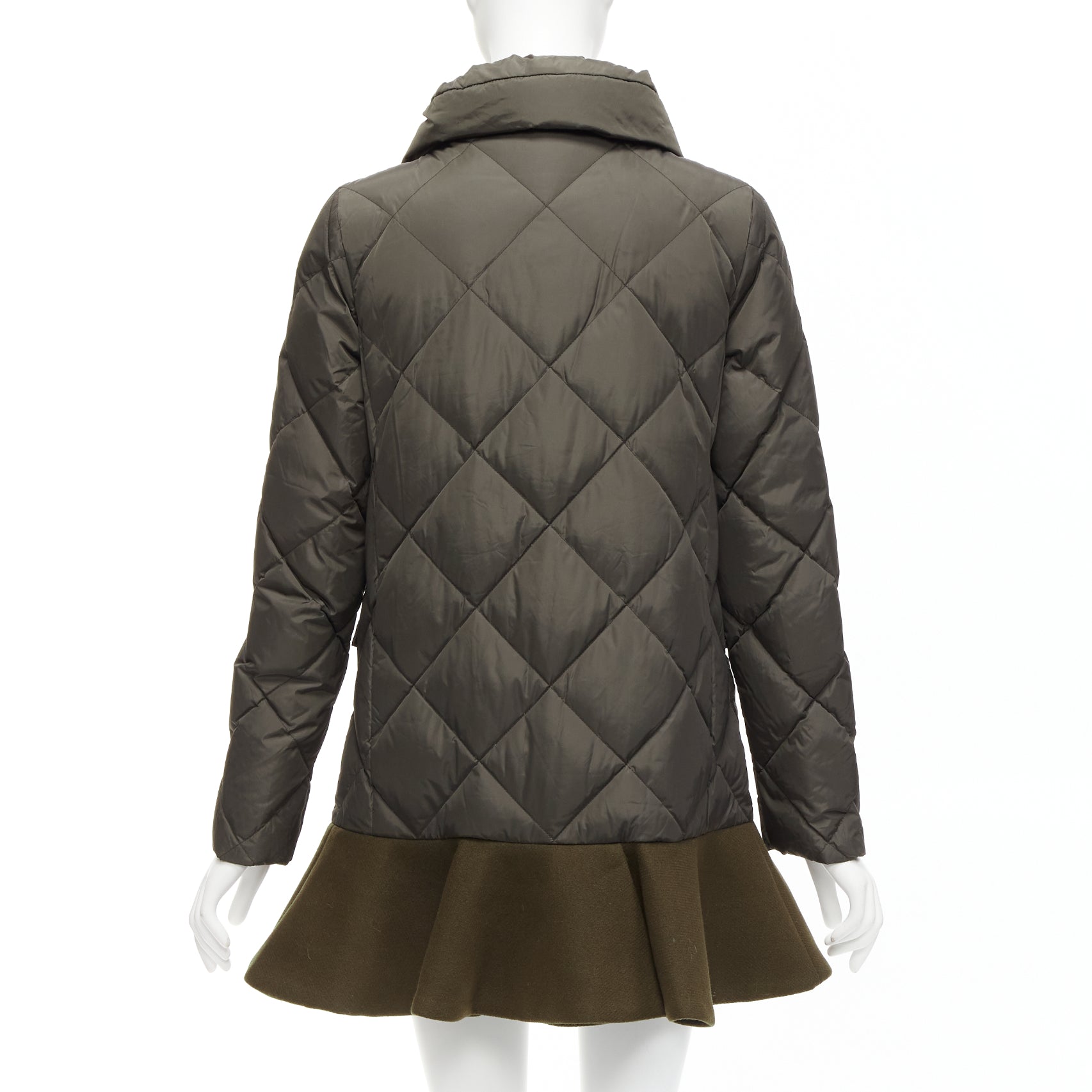 Moncler Khaki Frill Hem Coat - Detail 1
