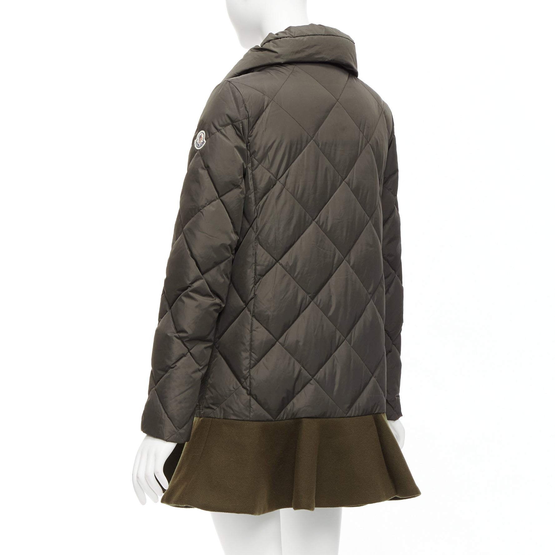 Moncler Khaki Frill Hem Coat - Detail 2