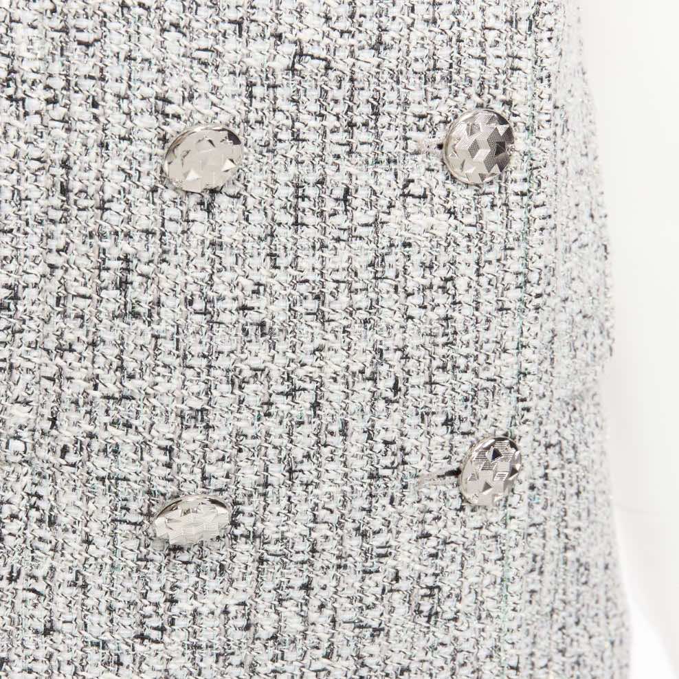 Chanel Silver Tweed Cuff Jacket - Back view