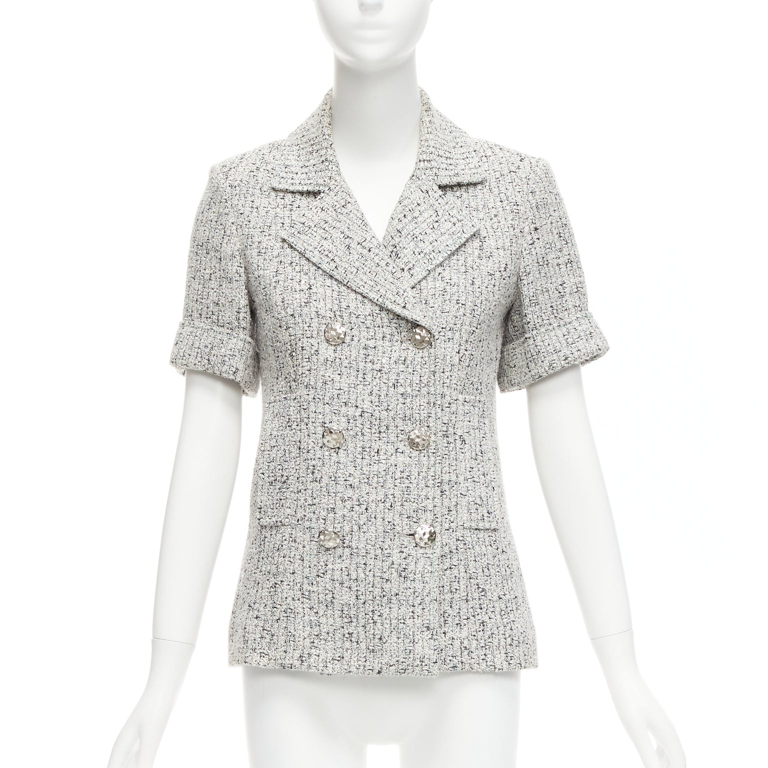 Chanel Silver Tweed Cuff Jacket - Image 6