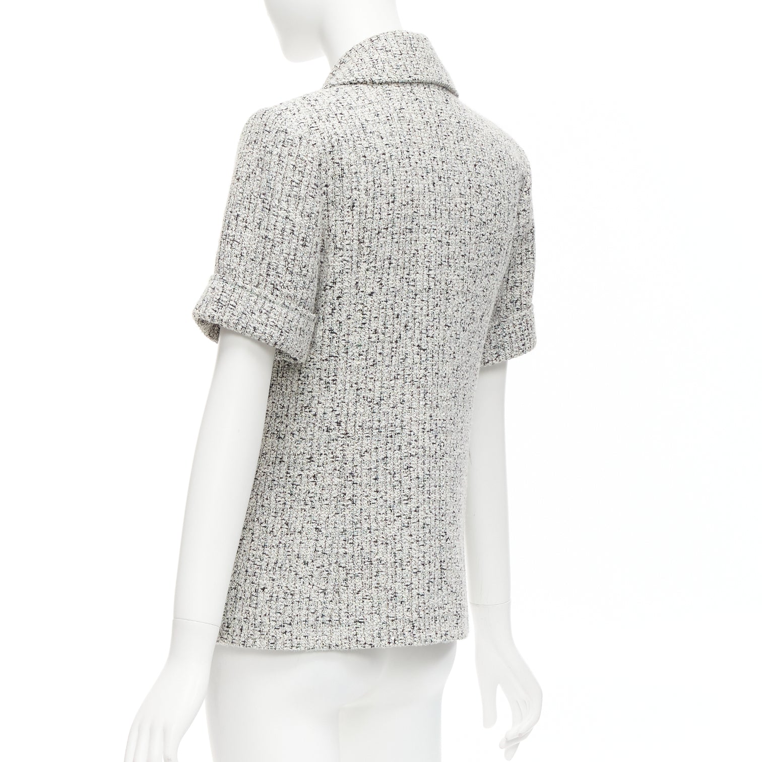 Chanel Silver Tweed Cuff Jacket - Detail 2