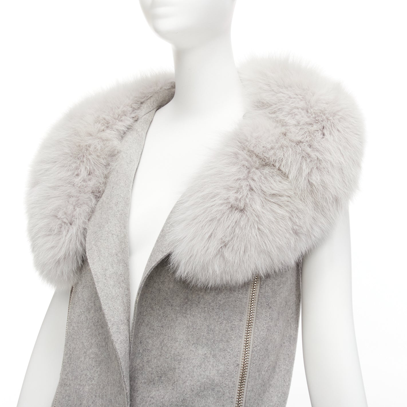 Alexander Wang Grey Fur Vest Dress - Back view